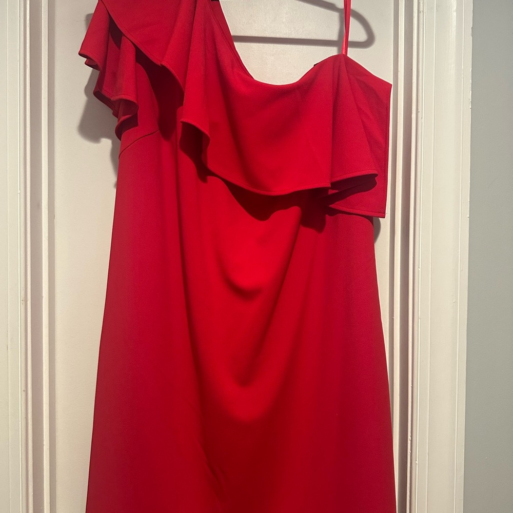 Vince Camuto Red Asymmetrical Ruffled Cocktail Dress